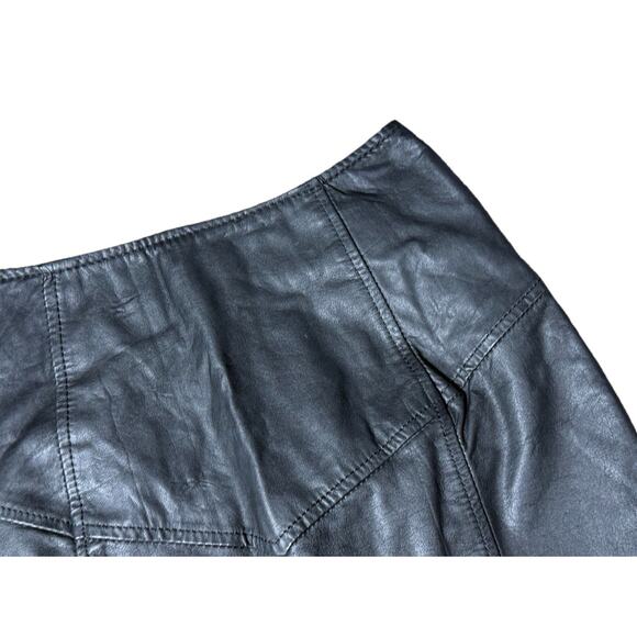Byrnes & Baker Vintage Real Leather Skirt Womens Size 6 Luxury 90s Black Mini - Picture 4 of 6